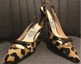 EMMA HOPE Size 36.5 Leopard High Sling Heels. Made In Italy. NEW!