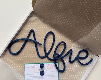 Personalized Knitted Name Sign: Cotton Nursery Decor