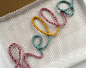 Hello sign | Multicolour sign | Knitted words | Knitted wire words | Colourful decor | Hallway decor | Knitted wire sign