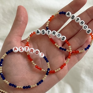 Astros Bracelet: Orange, Blue & Gold 14k Gold Filled Bead MLB Jewelry