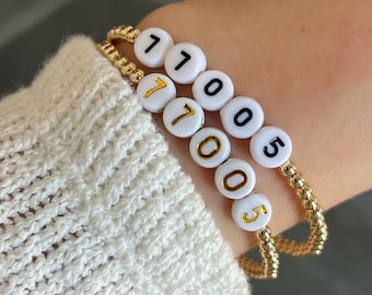Custom Zip Code Bracelet – 14k Gold Filled Beaded Bracelet, Graduation Gift