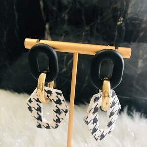 Houndstooth fashion earrings| Handmade| Gift for her|