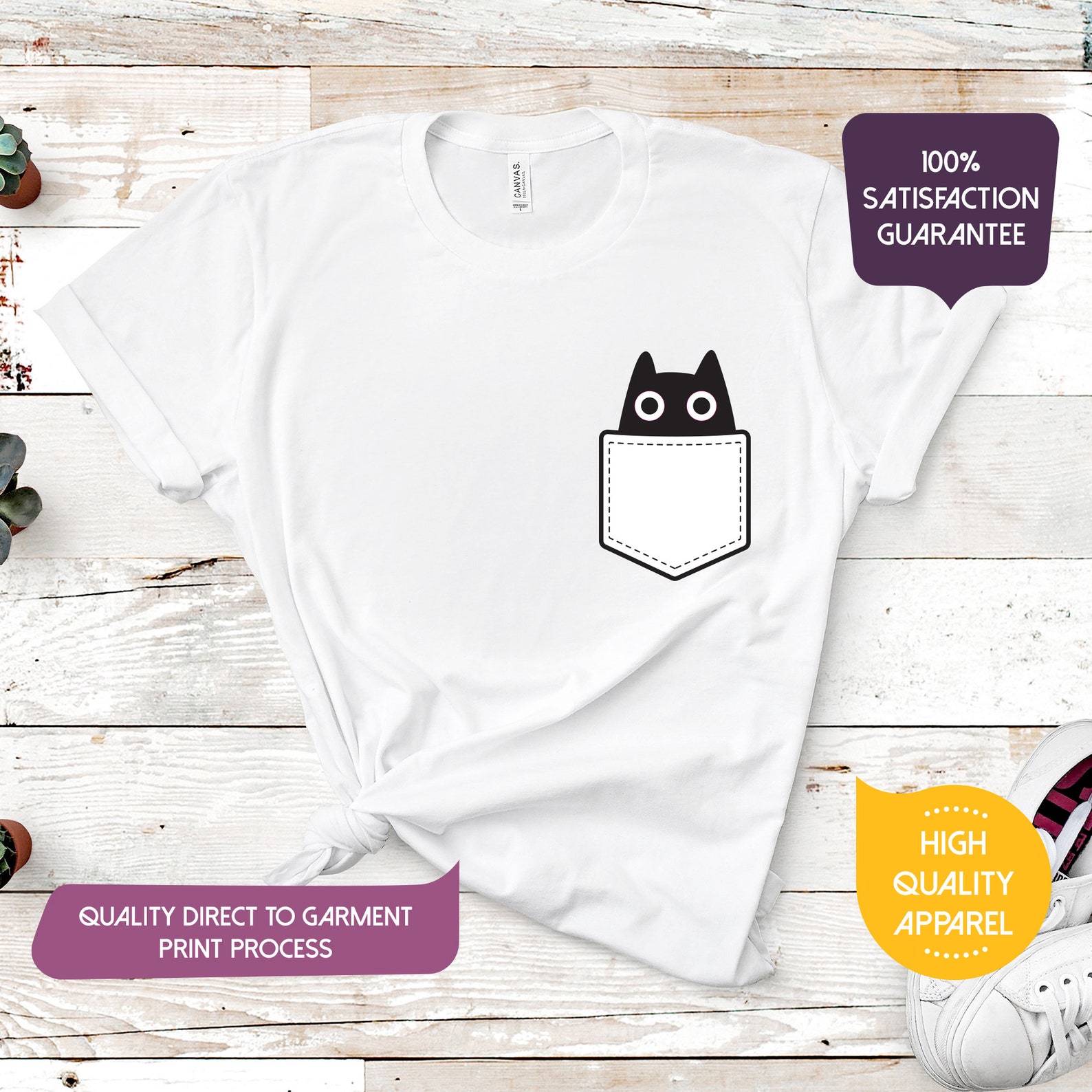 Cat Pocket Shirt Cat Shirt Funny Cat Shirt Cat Hiding In Etsy