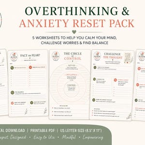 Overthinking & Anxiety Reset Pack | Digital Download | Anxiety Worksheets