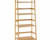 Multifunctional 4 Shelf Bamboo Bookcase Ladder Plant Flower Stand Rack Storage