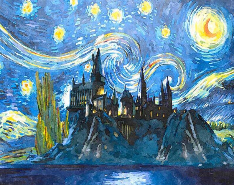 Malen sie nach Zahlen s Kit Van Gogh Hogwarts | Etsy