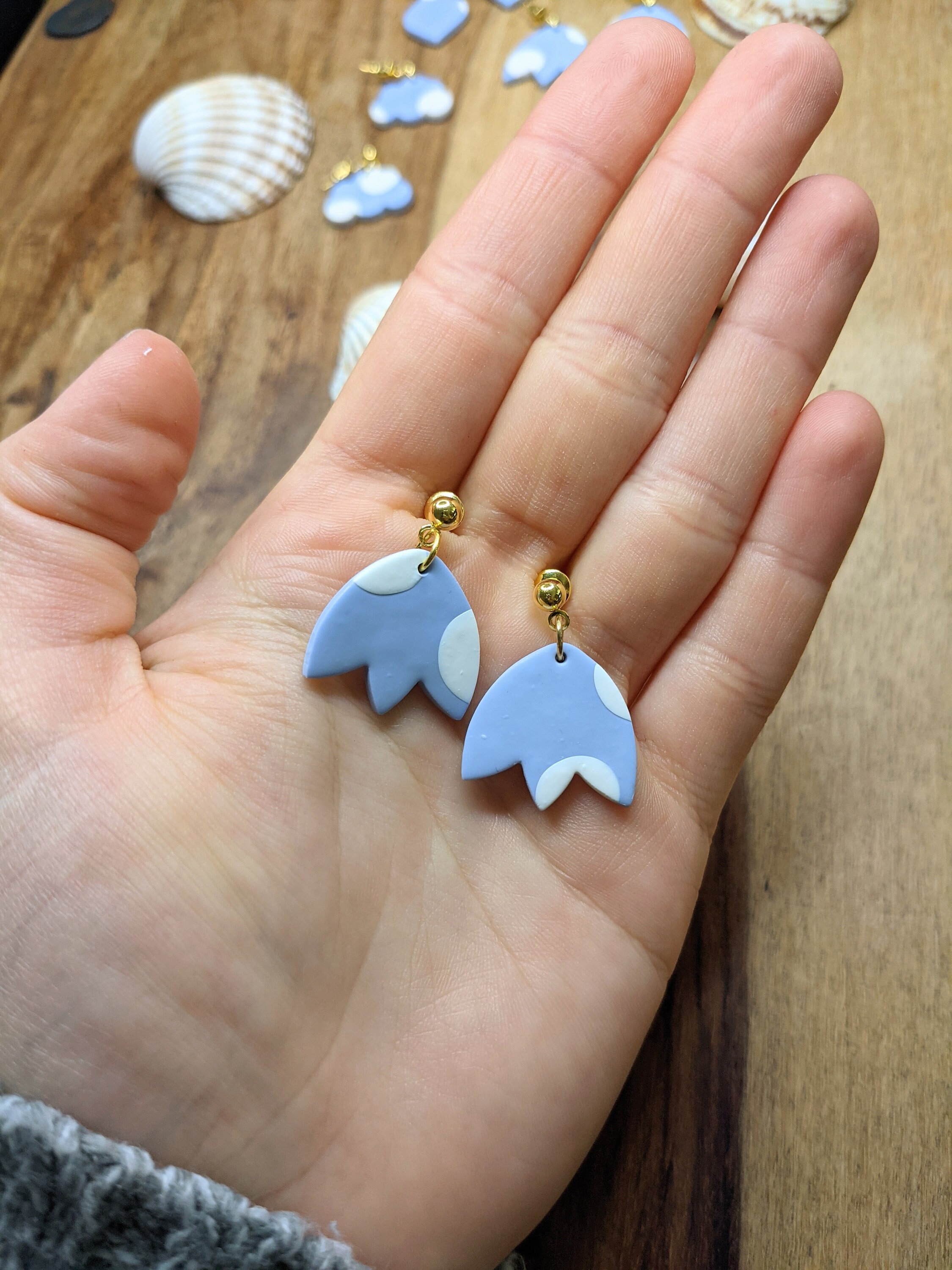 Blue tulip polymer clay earrings Etsy