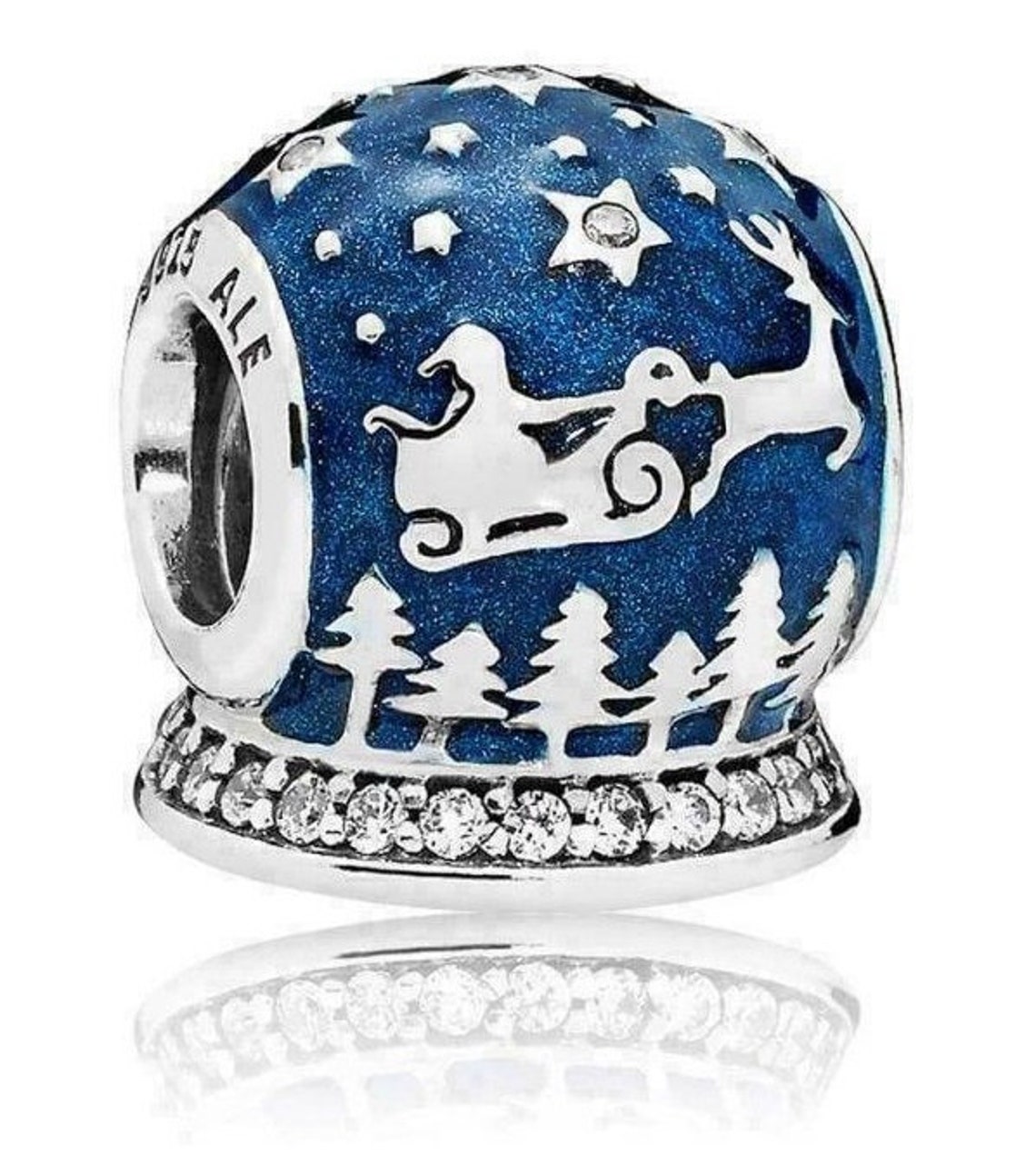New Authentic PANDORA Christmas Night Blue Snow Globe Charm Etsy