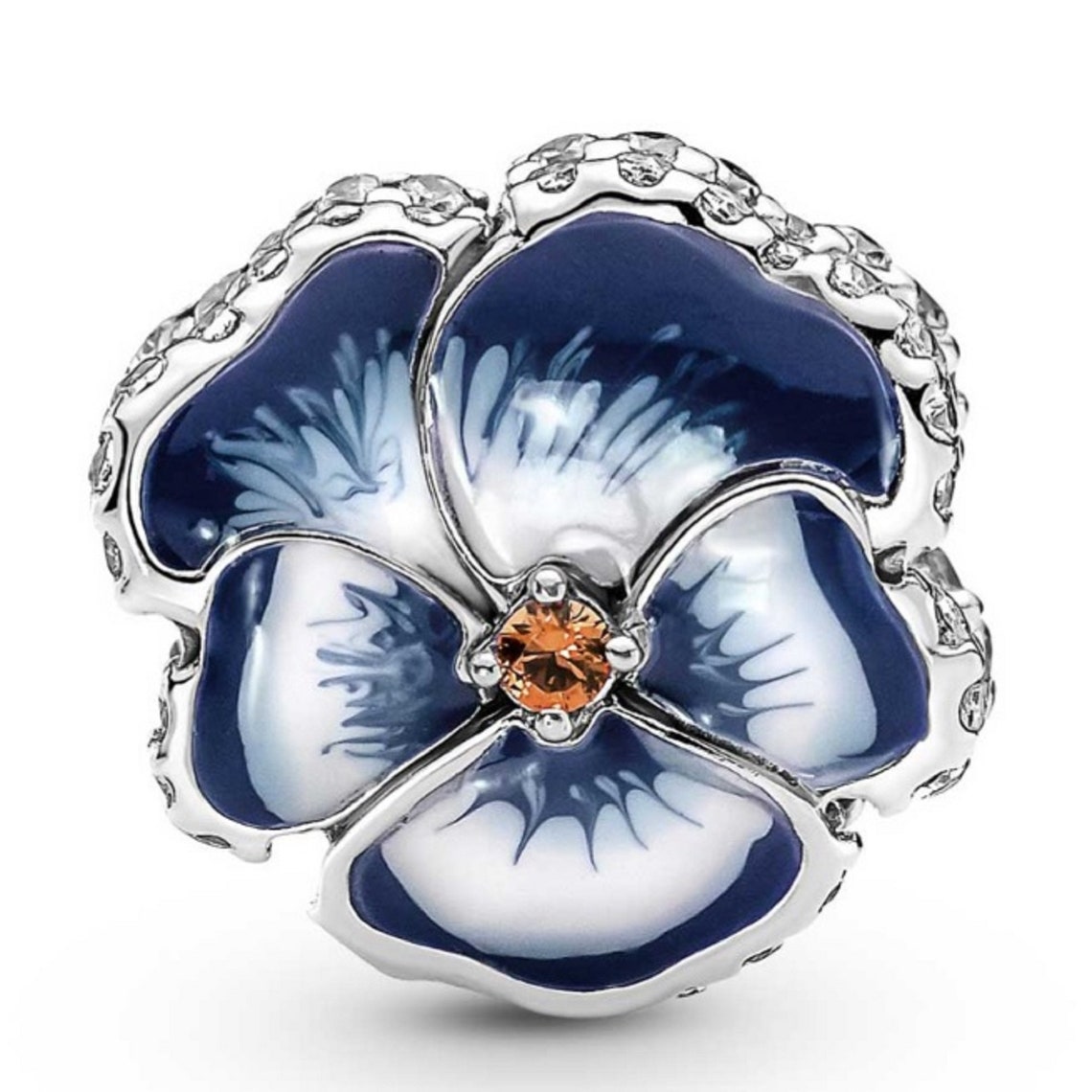 NEW Pandora Blue Pansy Flower Charm Bead Etsy
