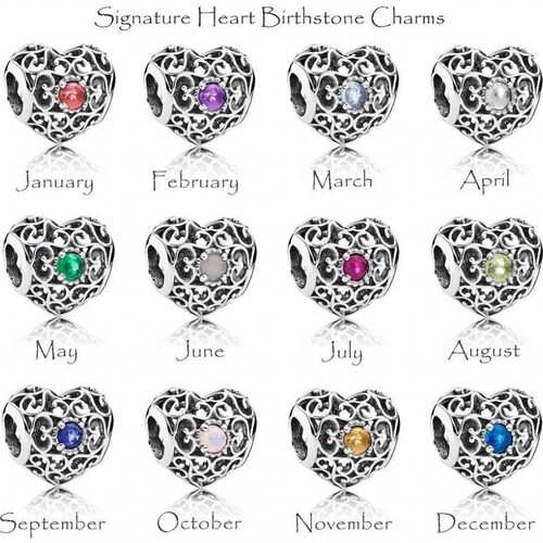 New Pandora Signature Heart Birthstone 