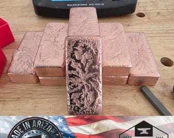 1lb Fine Copper Ingot, Hand Poured Polished .999 Copper Bar