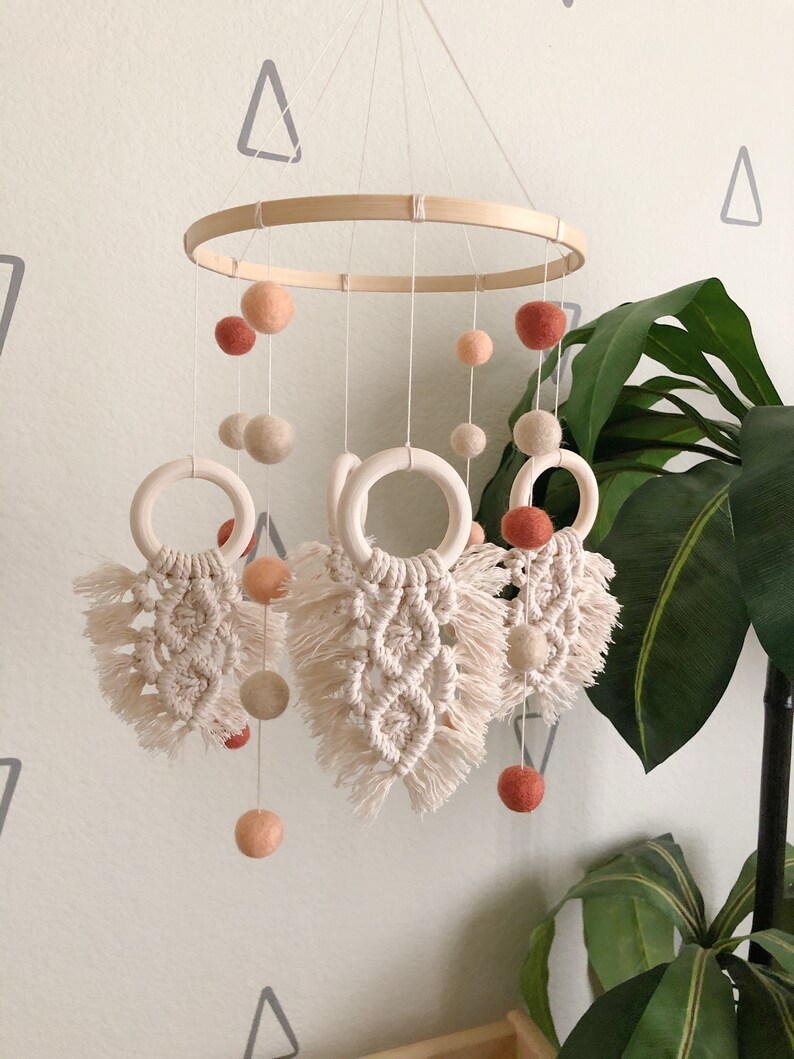 Macrame Baby Mobile Montessori Baby Macrame Wood Etsy