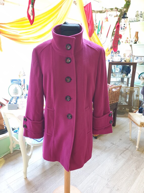 vintage wool mix coat magenta Barbara Lebek