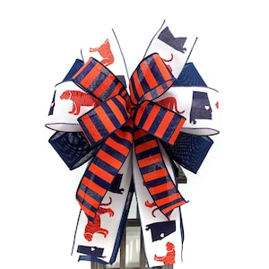 College Bow, Sports Wreath Bow, Orange & Blue Bow, Christmas Tree Topper Bow, Auburn Bow, College Lantern Bow, Tailgating Bow