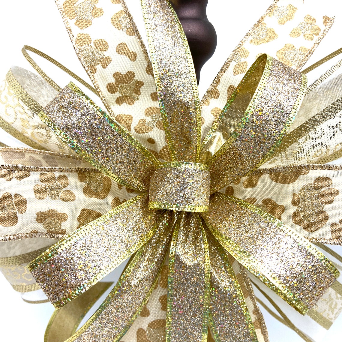 Elegant Gold Christmas Tree Bow Tree Topper Bow Wreath Bow Etsy