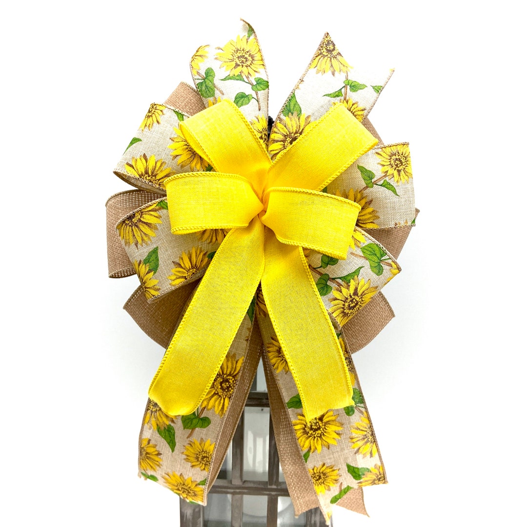 Sunflower Lantern Bow Summer Wreath Bow Sunflower Ribbon Etsy