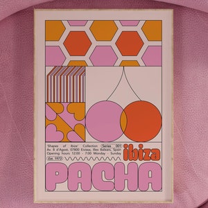 Pacha Ibiza Club Druck | Poster | Wandkunst | Geometrisch | Funky | DJ | Clubbing | Gemustert | Bauhaus | Drucken | Haus-Musik