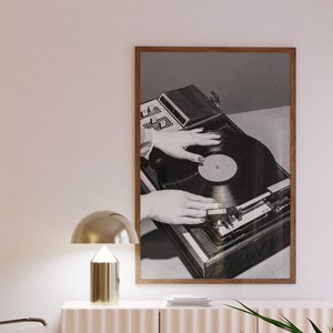 DJ Print | Vinyl Player | Record Player | Retro | Disco Print | Music Poster | Wall Art | A5 A4 A3 | Gallery Wall | Black and White