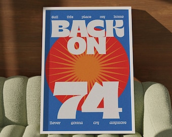 Retour sur 74 Impression | Affiche de musique | Art mural | A5 A4 A3 | Musique house | Gras | Typographique | Décoration murale | Été | Rétro