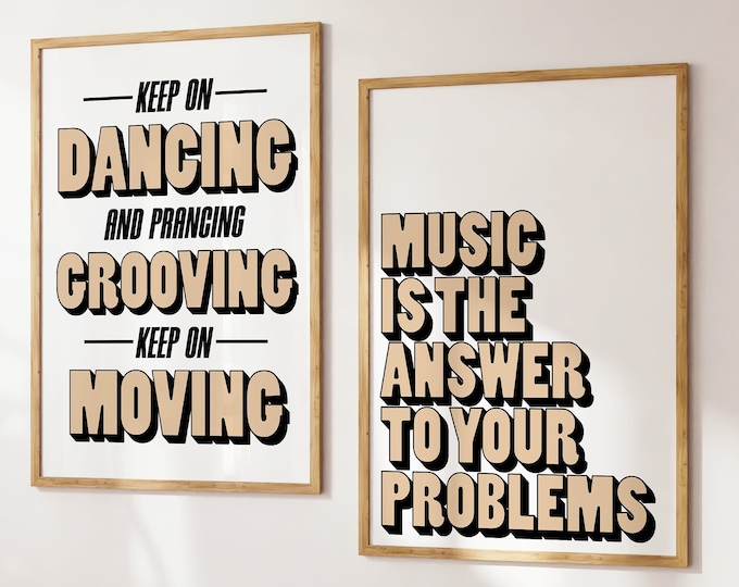 Music Is The Answer Print Bundle | Music Poster | Wall Art | A5 A4 A3 | Bold | Typographic | Lyrics | Quote | Print | House Music