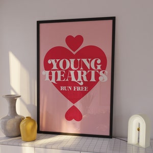 Young Hearts Run Free | Disco Print | Music Poster | Wall Art | A5 A4 A3 | Retro Inspired Music Print | Disco | Bold | Typographic |