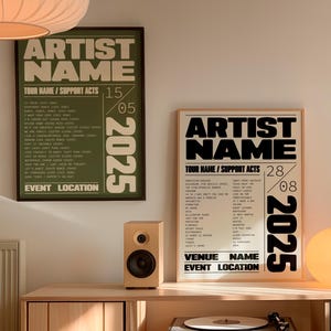 Custom Gig Poster | Personalised Setlist Art | Live Music Print | Concert Wall Art | Music Gift | Band Poster | Home Decor | Gift | Memories