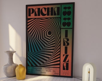 Pacha Print | Ibiza Poster | Wall Art | A5 A4 A3 | Bold | Typographic | Personalised | Club | Quote | Print | House Music