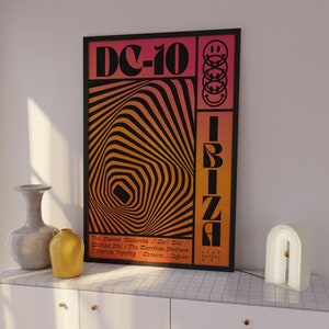 DC-10 Print | Ibiza Poster | Wall Art | A5 A4 A3 | Bold | Typographic | Personalised | Club | Quote | Print | House Music