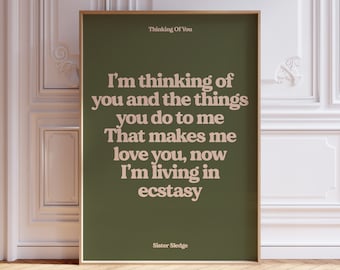 Custom Song Lyric Print | Music Poster | Wall Art | Gift | Typographic | Song | Custom Print | Wall Decor | Retro | Funky | Personalised