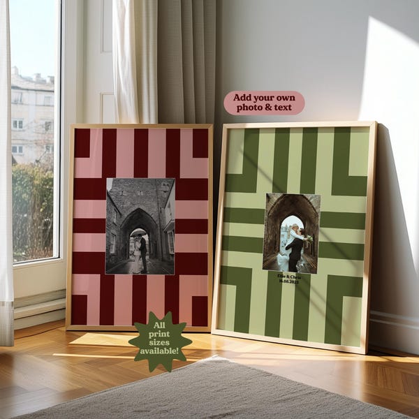 Personalised Photo Print | Patterned Border | Home Decor | Gift | Customizable Template | Trendy | Check | Photo Booth | Polaroid | Funky