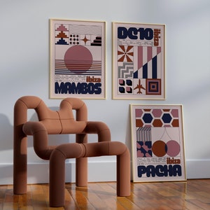 Ibiza Club Print Bundle | 3 Posters | Wall Art | Geometric | Funky | DJ | Clubbing | Patterned | Bauhaus | Print | House Music |Gallery Wall