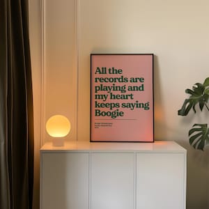 Custom Song Lyric Print | Music Poster | Wall Art | A5 A4 A3 | Typographic | Lyrics | Custom Print | Wall Decor | Special Personalised Gift PINK BGROUND/GREEN