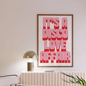 Disco Love Affair Print | Disco Print | Plakat muzyczny | Sztuka ścienna | A5 A4 A3 | Disco | Pogrubiony | Typograficzny | Teksty piosenek | Cytat