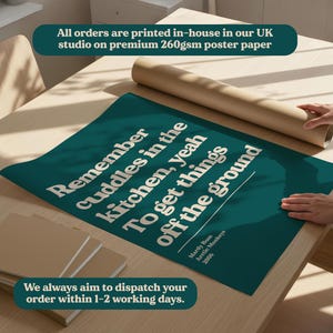 Custom Song Lyric Print | Music Poster | Wall Art | A5 A4 A3 | Typographic | Lyrics | Custom Print | Wall Decor | Special Personalised Gift TEAL/BEIGE