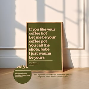 Custom Song Lyric Print | Music Poster | Wall Art | A5 A4 A3 | Typographic | Lyrics | Custom Print | Wall Decor | Special Personalised Gift KHAKI/LIGHT PEACH