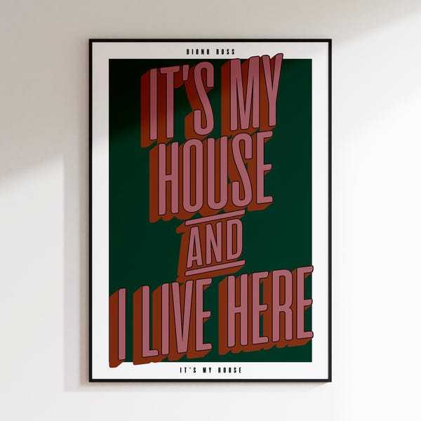 It's My House | Music Poster | Home Decor | Trendy | Retro | Kitchen Dining Room | Mid Century |