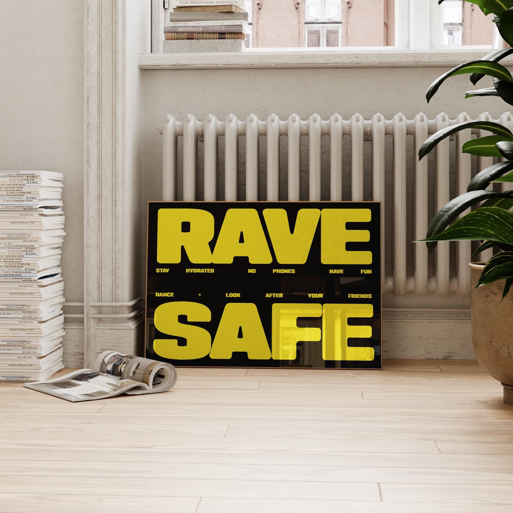 House Raving Rave Safe Print | Clubbing | Raving | Music Poster | Wall Art | Funky ...