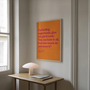 Custom Song Lyric Print | Music Poster | Wall Art | A5 A4 A3 | Typographic | Lyrics | Custom Print | Wall Decor | Special Personalised Gift ORANGE/PINK