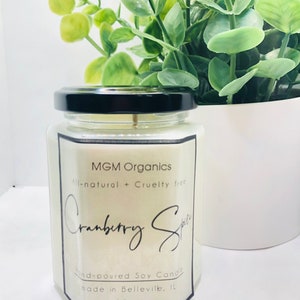 Cranberry Spice Soy Candle || Premium scented Soy Candle || Hand Made || American Made || Christmas Gift|| Gifts for her/him