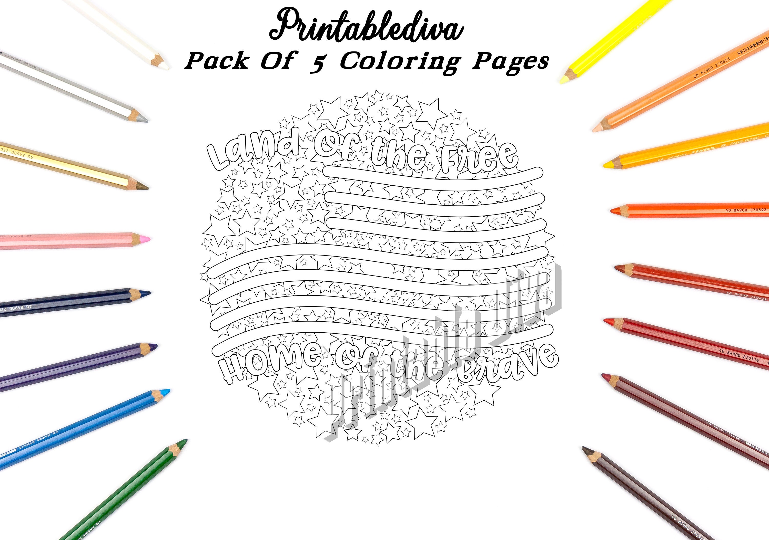 4th of July Themed Coloring Pages / Adult Mandala Style Patriotic / USA Themed Printables / Digital Instant Download / Printable Doodles /
