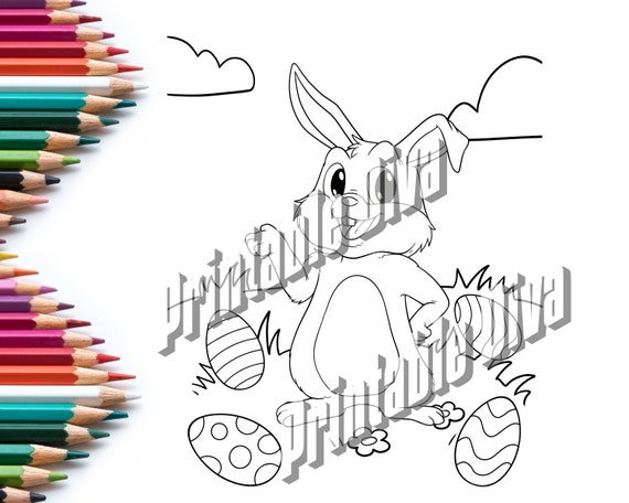 Coniglietto pasquale da colorare per bambini / Stampabili