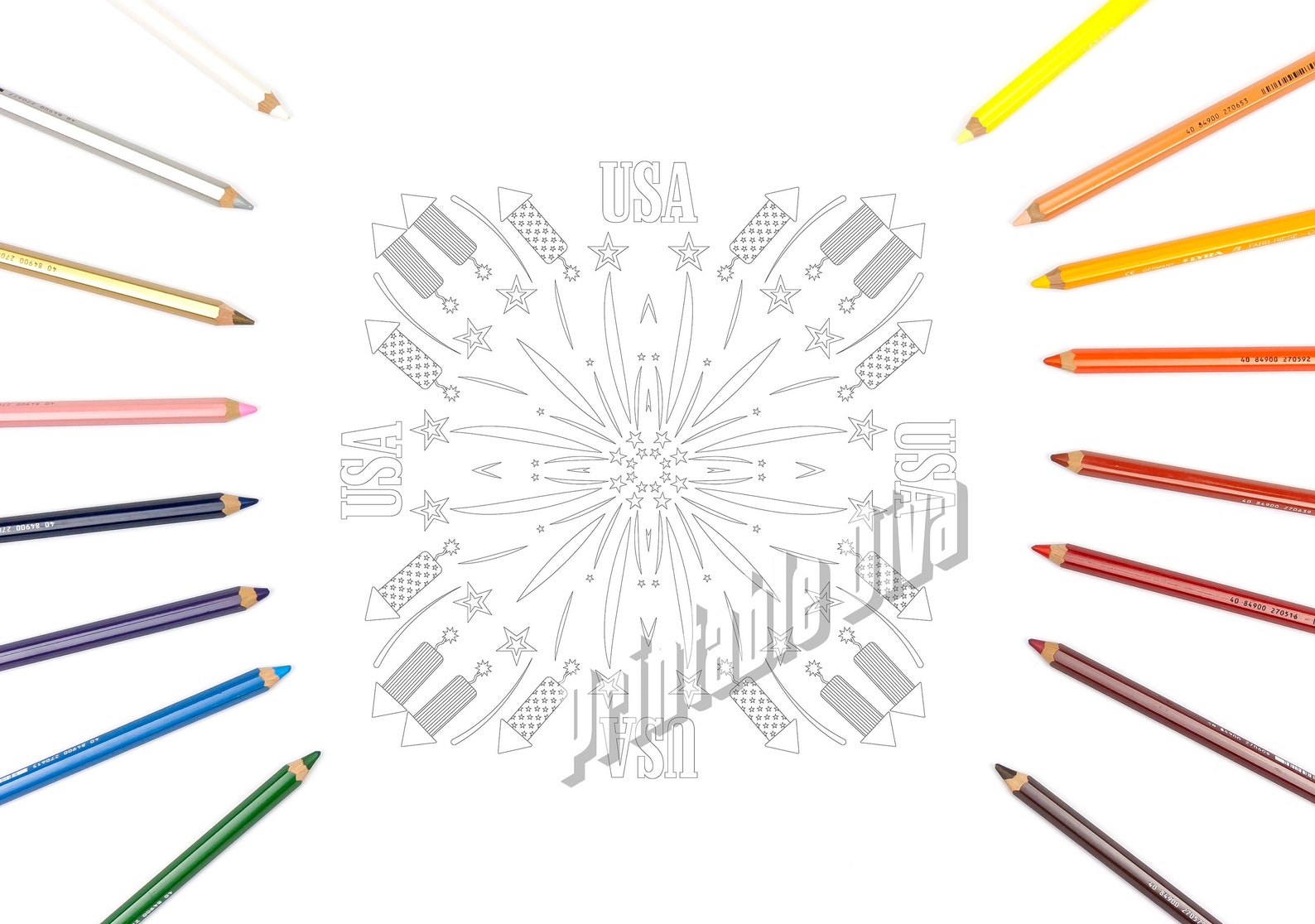 4th of July Themed Coloring Pages / Adult Mandala Style Patriotic / USA ...