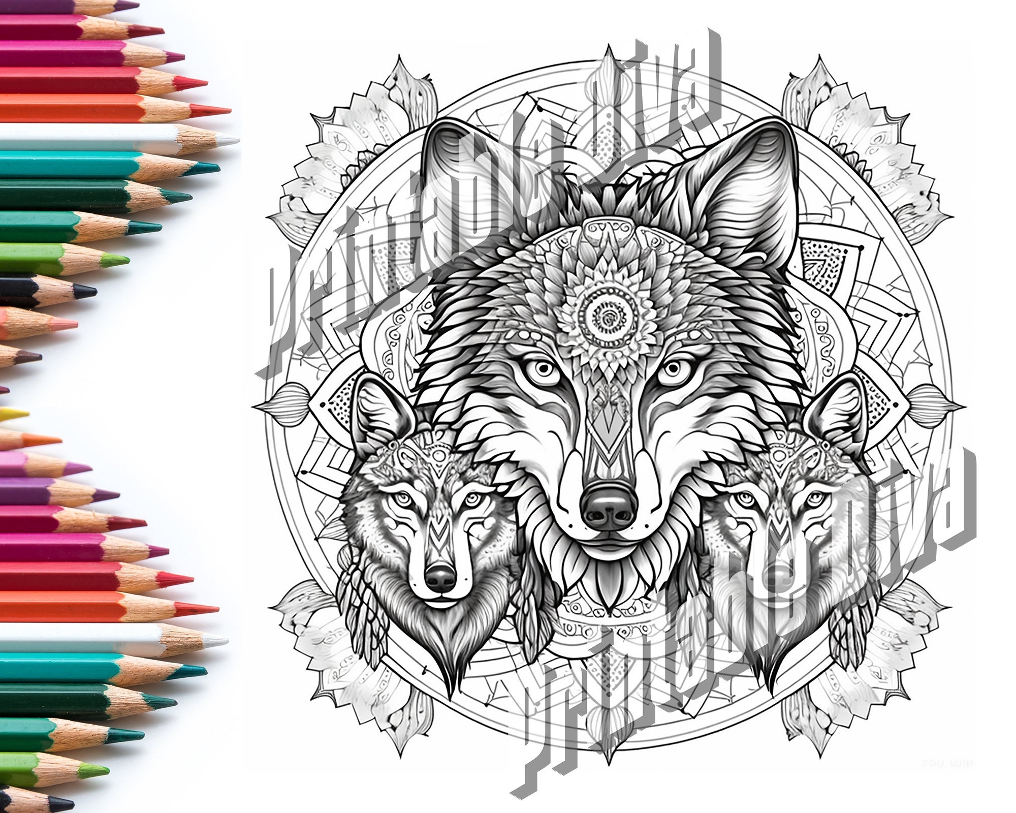 Wolf Mandala / Adult Coloring Pages / Intricate Coloring Pages ...