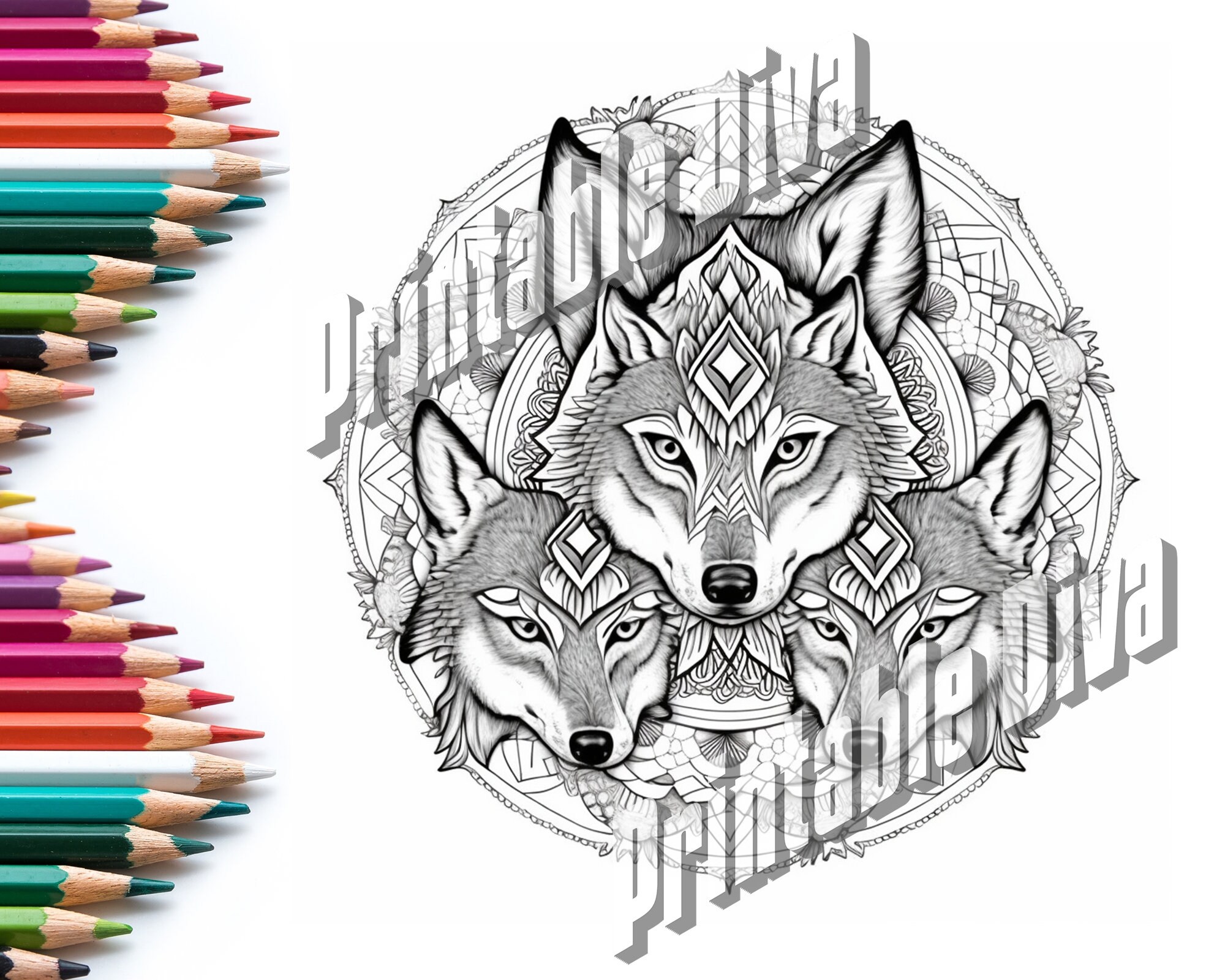  Foto zu Wolf Mandala / Adult Coloring Pages / Intricate Coloring Pages 