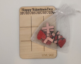 Personalized Valentine Tic Tac Toe Wooden Board Gift Set