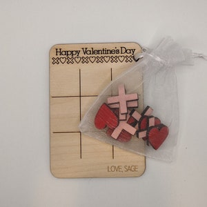 Personalized Valentine Tic Tac Toe Wooden Board Gift Set