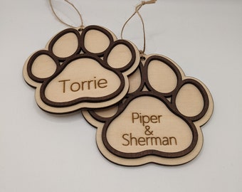 Personalized pet paw print ornament