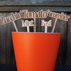 Custom Wood Vegetable and Herb Garden Stakes, Plant Markers