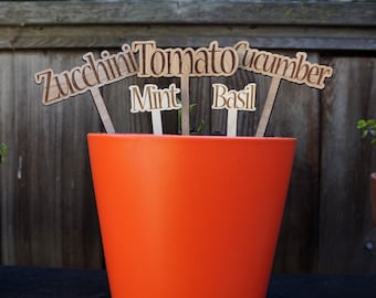 Custom Wood Vegetable and Herb Garden Stakes, Plant Markers