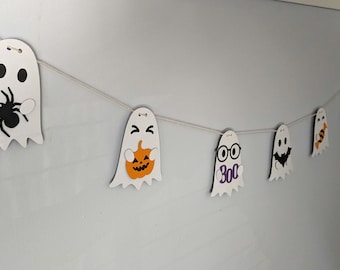 Ghost Paper Garland, Halloween Holiday Decor